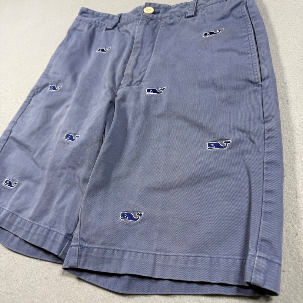 Vineyard Vines Mens Blue Whale Embroidered Chino Shorts Size 28 Preppy Casual